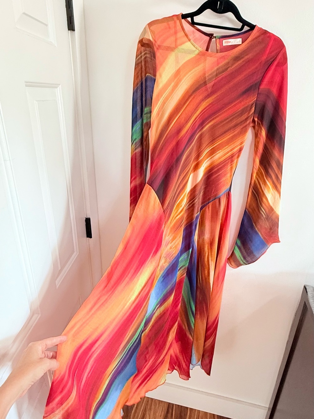 Abstract Flame-Print Long Sleeve Midi Dress by Roksanda - Picture 3 of 7
